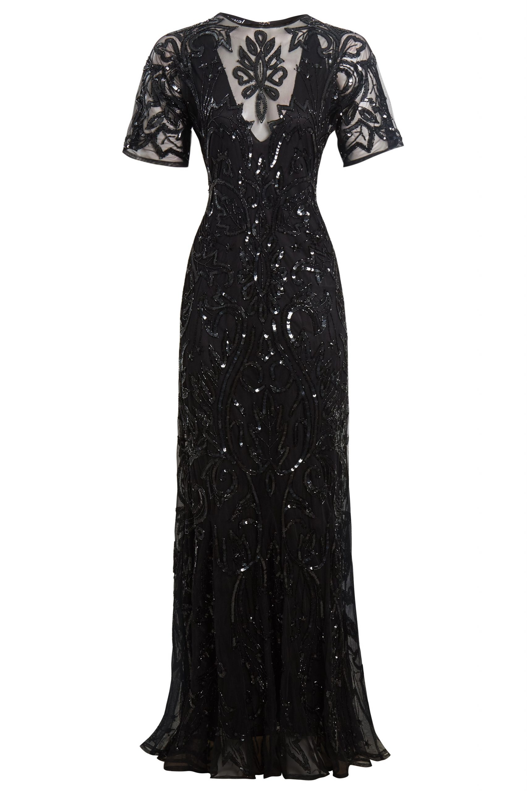 Lilly - Black Beaded 1920's Gatsby Wedding Guest Maxi Dress | Jywal London