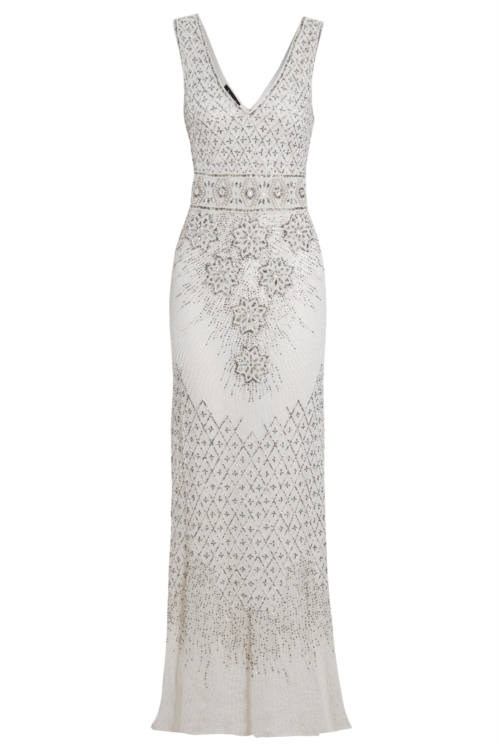 Hazel - White Sleeveless Embellished 1920s Wedding Dress | Jywal