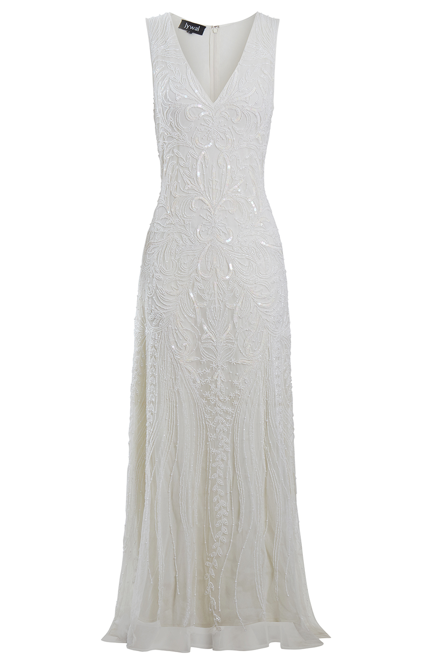 Anna - White Embellished 1920s Gatsby Wedding Dress | Jywal London